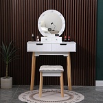 Столик туалетный Vinotti DT-015/1 с зеркалом, уцененный, с пуфом