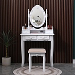 Столик туалетный Vinotti CZ-15/1 с зеркалом, уцененный, с пуфом